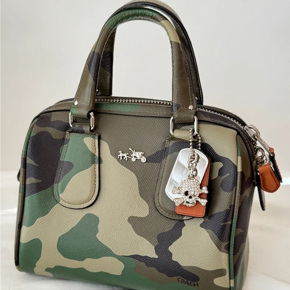 Coach Mini Surrey Satchel In Camo Print Crossgrain Leather HTF